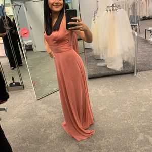 Coral David’s Bridal Bridesmaids Dress